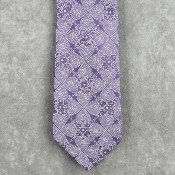 Stafford Other - Stafford Signature Purple Silver Floral Paisley 100% Silk Men's Neck Tie NWOT